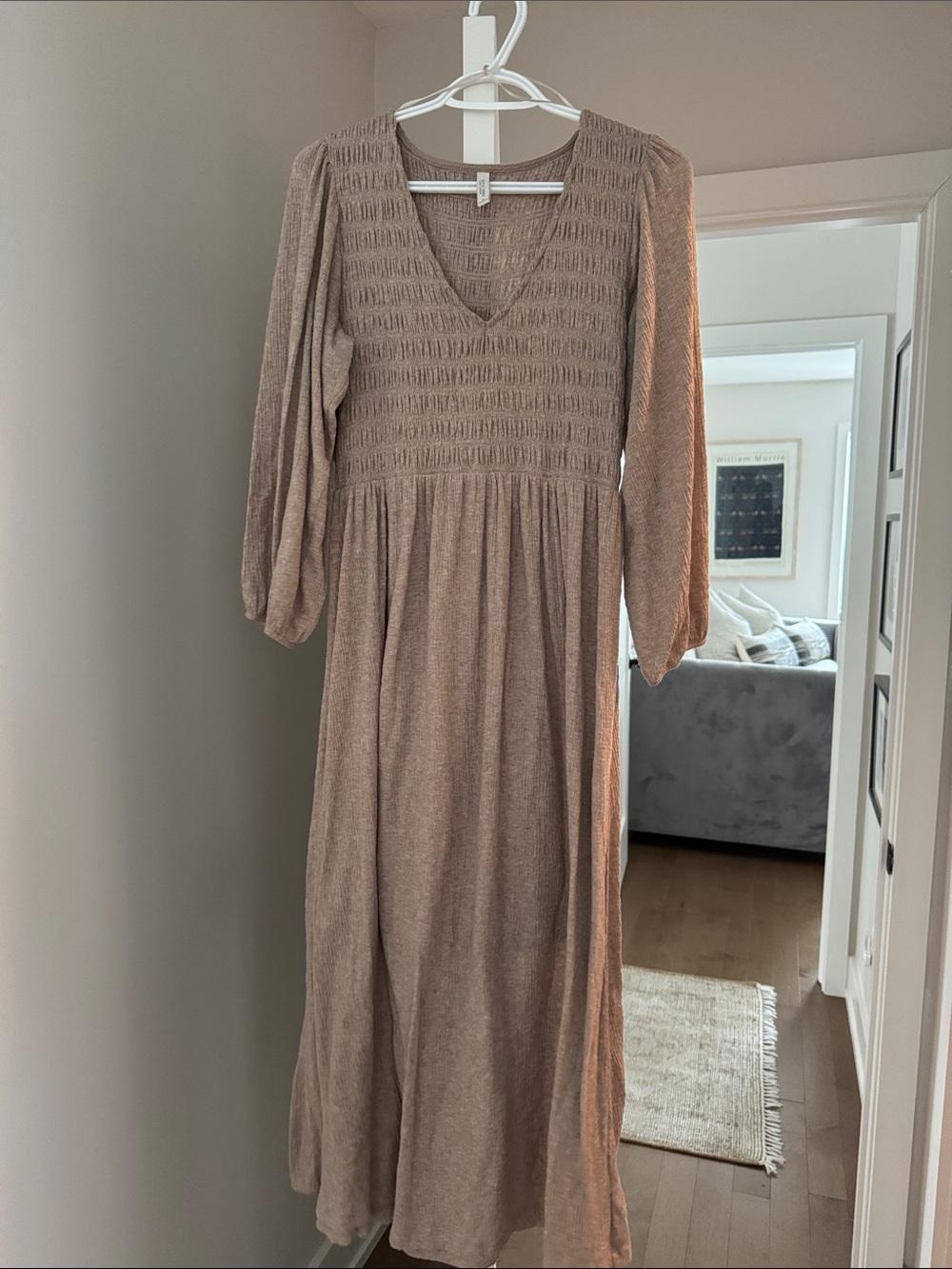 Gentle Fawn Taupe Smocked Bodice Maxi Dress